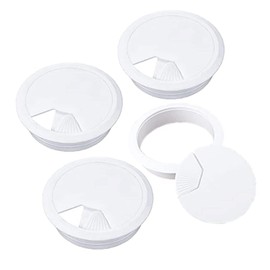 4 Pieces White Desk Grommet, 60mm (2.4 inch) Plastic Desk Cable Grommet Cord PC Computer Wire Cable Hole Cover Desk Cable Tidy Hole Cover for Home Office