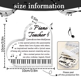 Piano Music Teacher Gifts For Women Piano Gifts Best Teacher Appreciation Gift Funny Piano Gifts For Teachers Acrylic Heart Plaque Decoration