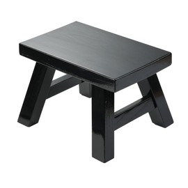 Small Stool Wooden Step Stool Footstool Solid Wood 8 inch for Kids Adults Plant Stand Fishing Stool (Black)