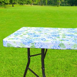 LESCATO Polyester 8ft Fitted Tablecloth Elastic Spandex Rectangle Table Cover, Fitted Table Covers for 8 Foot Tables, Washable Picnic Table Cover Indoor Outdoor 96x30 inch Floral