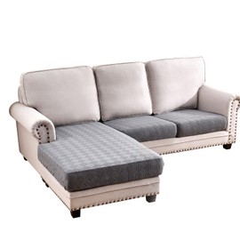 Deep Dream Sectional Couch Cover, Stretch Couch Covers for 3 Cushion Couch, Sofa Covers L Shape Washable, Couch Cushion Covers for Sofa for Pets Dogs Kids (2 Seater + 1 Chaise, Dark Grey)