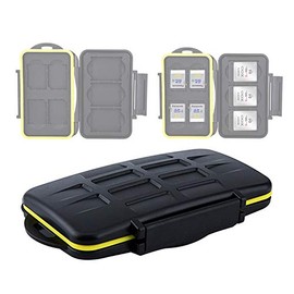 JJC MC-XQDSD7 Ruggard SD Card Case, Shockproof XQD Case, Water-Resistant XQD Case Case, Rubber Sealed Ergonomic Locking Easy Carrying Memory Card Case fits 4 SD Cards 3 XQD Cards