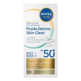 Protector Solar Facial NIVEA SUN Fluido Diario Derma Skin Clear Con Niacinamida Anti-Imperfecciones Fps50+, Acabado Seco 40Ml