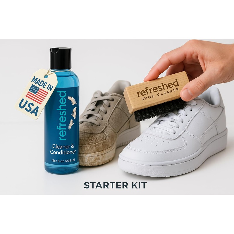 Refreshed Shoe Cleaner & Conditioner | 1x Cleaning Solution, 1x