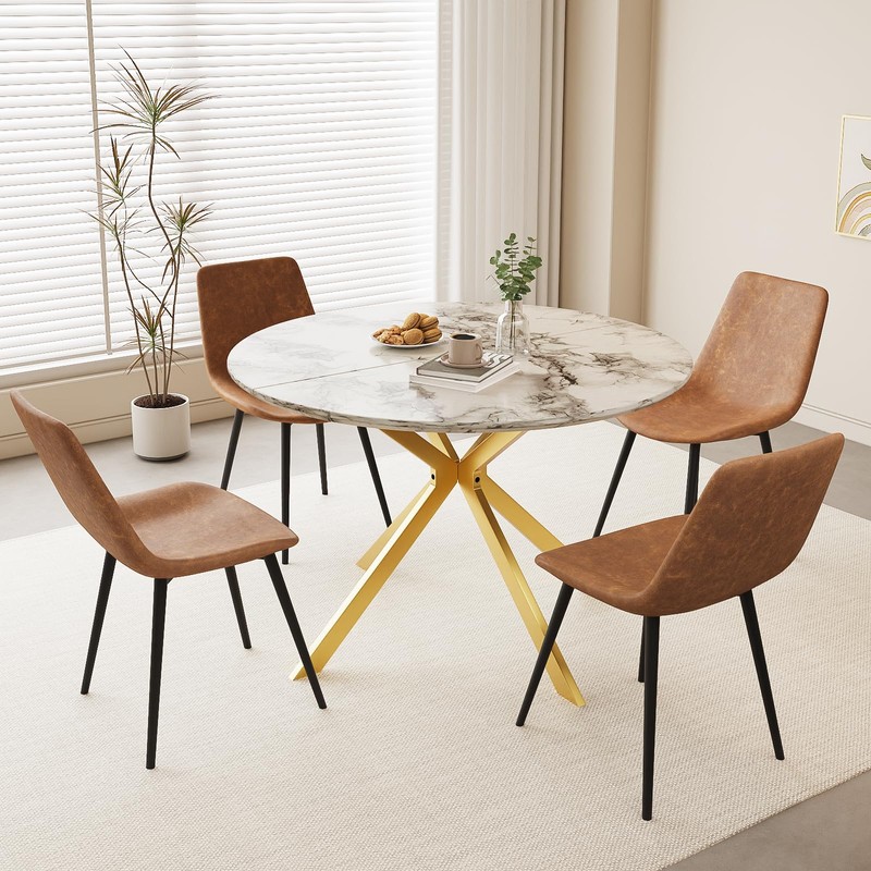ALBAD 46.4" Round Dining Table, Mid Century Modern Round Dining