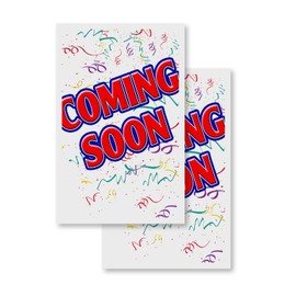 Coming Soon (2-Pack) 24" x 36" Vinyl Decals | Sign Insert Peel & Stick Decals Stickers Window Signs