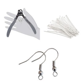 Hidden Hollow Beads Earring Making Supplies, Ear Wires, Head Pins, One Step Looper, DIY Earring Kit (Looper Tool, Headpins 144, Earring Wires 144)