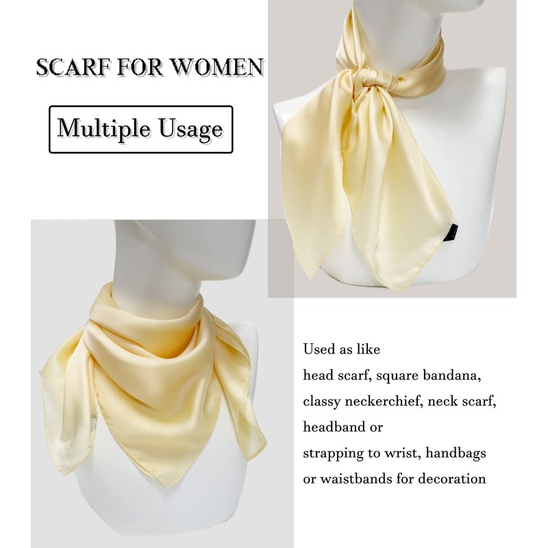 27.5'' Silk Feeling Scarf Medium Square Satin Head Neck Scarf