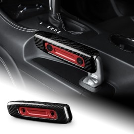 AIRSPEED for 2024 2025 2026 Ford Mustang Parking Brake Handle, Real Carbon Fiber & Aluminum Handle Direct Replacement Parking Brake Lever Racing Style Upgrade Accessories, Red