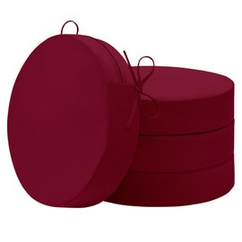 HARBOREST Outdoor Bistro Chair Cushions Set of 4, Waterproof Round Outdoor Cushions with Non-Slip Ties and Removable Covers, 15" D x 3" H, Burgundy