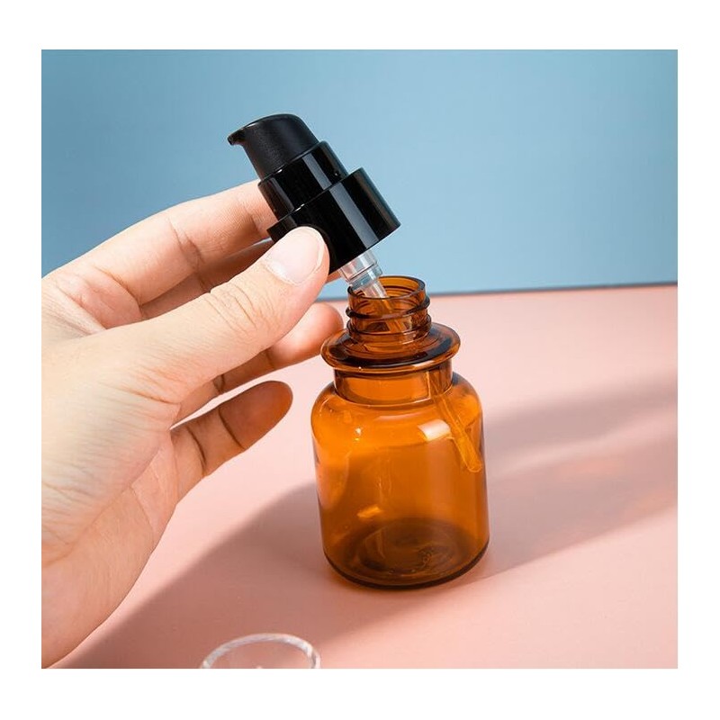 Erioctry 2PCS 80ML/2.7OZ Amber Plastic Lotion Pump Bottles Refillable Cosmetic