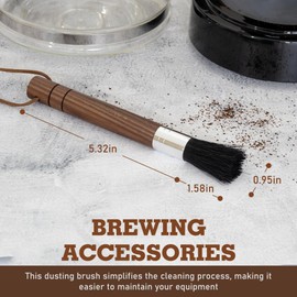 Takavu Coffee Grinder Cleaning Brush, Barista Brush with Black Boar Bristle, Espresso Machine Cleaner Tool, Brista Dusting Accessories Used on Group Heads, Shower Screen, Portafilter, Scoop, Tamper