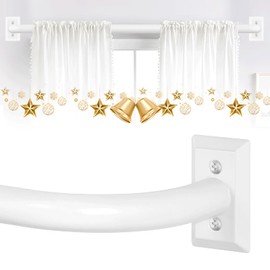 TVWOO White Wrap Around Curtain Rods 66 to 120Inch:Blackout Adjustable Window Curtain Rod,Room Darkening Heavy Duty Curved French Metal Single Drapery Rods for Bedroom Kitchen Easy Install,Pure White