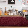 Foxmas Soft Fluffy Area Rugs for Bedroom, Burgundy Red Plush