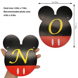 CHuangQi Mickey Themed Birthday Party Photo Banner & “ONE” High Chair Banner, NB to 12 Month Photo Banner, 1st Birthday Supplies, Baby Shower Decoration