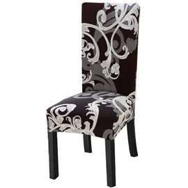 Yiaizhuo Chair Covers for Dining Room Set of 6 Pack Slipcovers High Back Chairs Cover Stretch Slipcover Flower Dark Brown