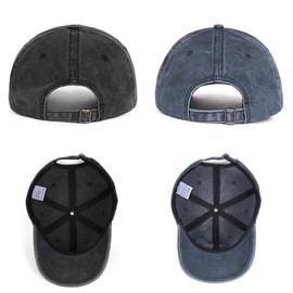 NEWKIBOU Gorra Vintage Deslavada,Gorra de Beisbol Unisexo,2 Piezas Gorras de Beisbol 100% Algodón Ajustable,para Correr y Actividades al Aire Libre (MX/US, Alfa, Talla única, Negro + Azul)