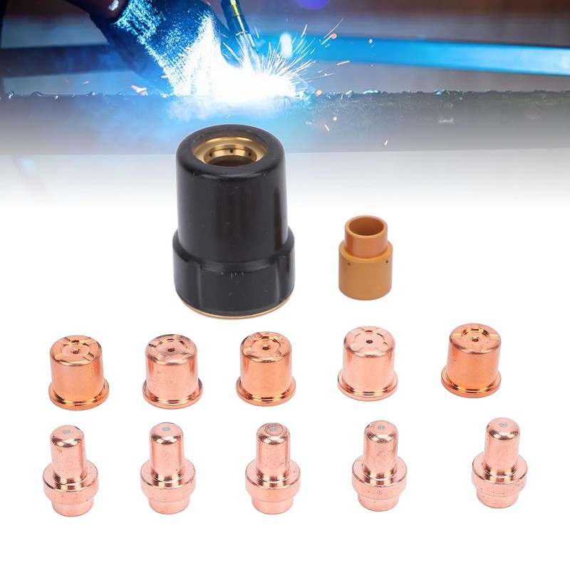 12Pcs Plasma Electrode Cutter Tips Kit, Brass Plasma Cutting Consumable