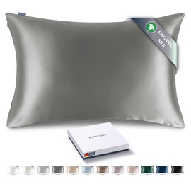 RENESSY Organic Silk Pillowcase 50 x 90 cm - 100% Organic Mulberry Silk, 22 Momme, Naturally Hypoallergenic, Promotes Hair and Skin Health, 1 Piece (Graphite Grey)