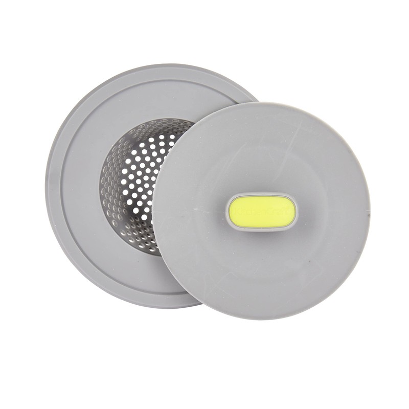 KitchenCraft 2-in-1 Plastic Plug and Sink Strainer, 11.5 cm (4.5")