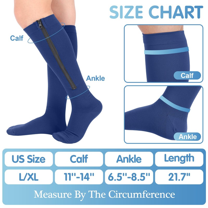 Tarpop 4 Pairs Men Zipper Compression Socks Colorful 20-30mmhg Compression