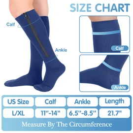 Tarpop 4 Pairs Men Zipper Compression Socks Colorful 20-30mmhg Compression Stockings with Zipper for Men Women Swelling Edema