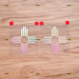 Flag of New Mexico State Decal Sticker Vinyl - 2 Pack Holographic Iridescent, 6 Inches - No Background Die Cut for Car Boat Laptop Cup