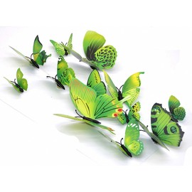 24pcs 3D Wall Stickers Butterfly Removable Decal for Home and Room Decoration Green
