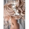 Unicra Flower Silver Bride Wedding Hair Pelo de vid Perla