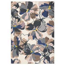 GarveeHome Living Room Rug 5x7 Rug Machine Washable Modern Floral Area Rug Non Slip Low Pile Large Rugs for Living Room, Bedroom, Farmhouse, Dining Room, Kids Playroom, Brown/Multi