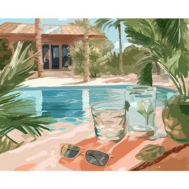 Tucocoo Leisurely Vacation Painting by Number Kits on Canvas Paint by Numbers for Adults and Beginner Easy to Painting with Brushes and Acrylic Pigment for Home Decor and Gift Without Frame 16x20inch