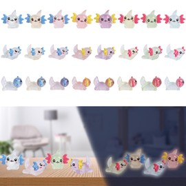 NiCola Mini Resin Animals 24pcs Luminous Resin Animals, Cute Tiny Animals Luminous Resin, Mini Resin Animals Glow in the Dark for Dollhouse Decor, DIY Miniature Garden Landscape (8 Colors)
