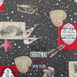 Kt KILOtela - Canvas Decorative Fabric, Home Accessories, Christmas Decoration, Tablecloths, Cushions, Curtains, Bags, 280 cm Width, Sold by the Metre from 0.5 m, Price is for 0.5 m, Stars, Hearts,
