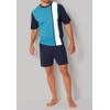 H.I.S Men's Short Pyjamas, Navy - turquoise - white