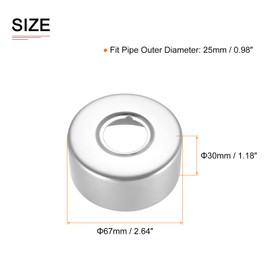 DTGN 67x30mm(DxT) Round Escutcheon Plate - Good for Bathroom Kitchen 25mm Dia Pipe - 201 Stainless Steel Water Pipe Cover - Silver Tone