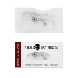 WARRIOR Sterile Piercing Banana Navel jewellery for belly Button in Titanium G23 14G(1,6mm) with 2 Balls of 5mm and 8mm Single Piece PTD-01(12)