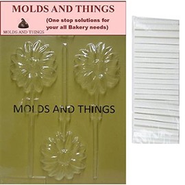 LONG STEM DAISY LOLLY chocolate candy mold with © Molding Instruction+ 25 lollipop sticks