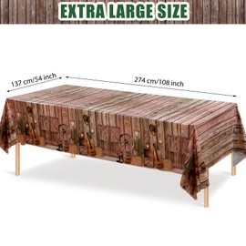 Tiamon 6 Pcs Western Party Tablecloth Western Cowboy Party Table Cover Cowboy Theme Plastic Tablecloth Wild West Wooden House Barn Door Table Cover for Western Theme Baby Shower Birthday Party (Retro)