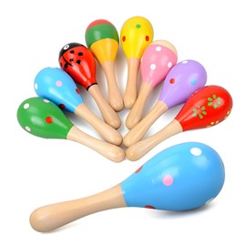 Eabdice Pack of 10 Mini Wooden Maracas, Maracas Rattle, Musical Instrument, Wooden Rattles for Children, Parties and Schools, Children's Party (Three Different Sizes)