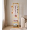 Cozivolife Bamboo Heavy Duty Small Clothing Coat Rack with Shelves