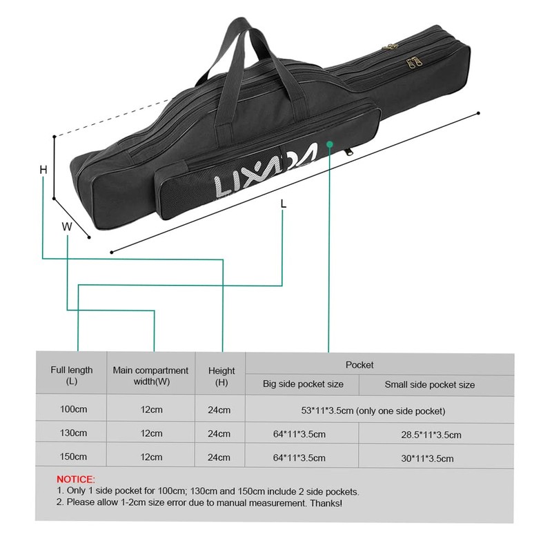 Lixada - Bolsa de pesca portátil plegable para caña de