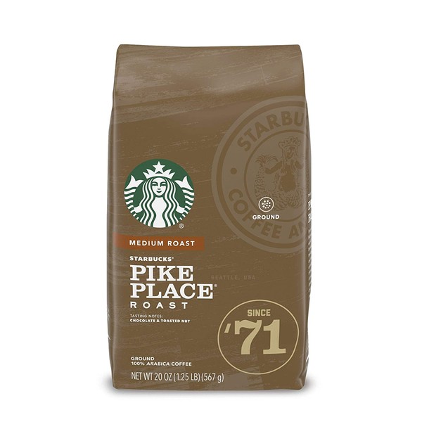 Starbucks Medium Roast Ground Coffee — Pike Place Roast — 100% Arabica — 1 bag (20 oz.)