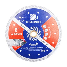 BRSCHNITT Diamond Blade for Concrete Masonry,8 Inch (200mm) with Arbor 1"-7/8"-5/8" Dry/Wet Continuous Rim Diamond Cutting Disc for Granite Marble Stone Hard Concrete Reinforced Concrete