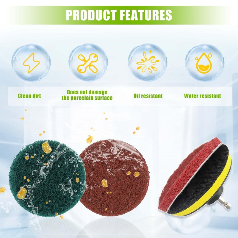 EPLZON 4 Inch Scrub Drill Brush Power Scouring Pads Household
