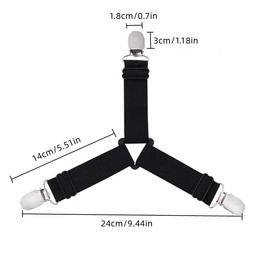 Cosbrutic Bed Sheet Clips 4 PCS Sheet Clips for Bedding Elastic Fasteners/Grippers/Slings for Bedding, Custodian, Sheet Binding Straps, Heavy-Duty Gripper Black