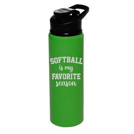 25 oz Water Bottle Sports Travel Mug Gift Softball Is My Favorite Season, Softball Gift, Softball Mom (Forest Green)