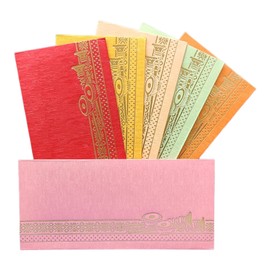 Jhintemetic® - Paquete de 25 sobres de regalo de Matellic 5 colores de 5 colores cada uno elegido al azar de Shagun Lifafa/Money con Royal Sarangi para regalar dinero en cualquier ocasión