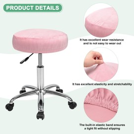 M METERXITY 2-Pack Bar Stool Covers Round, for 12-14 Inch Velvet Washable Stool Cushion Slipcover with Elastic Bands for Bar Stool/Round Cushion [Pink]