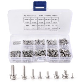 Nut and Bolt,Bolts and Nuts Set,Stainless Steel Cross Pan Head Screws Washers Set,Machine Screws Hex Nuts Small Nut and Bolts for Home Commercial and Industrial Use