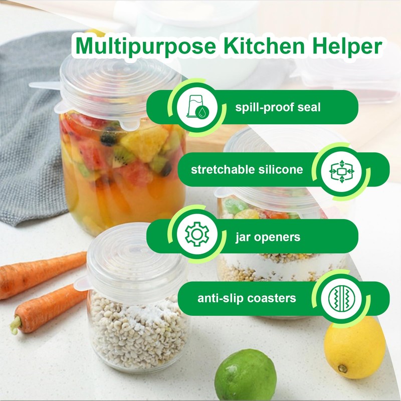 Small Silicone Stretch Lids – 6 Pack Reusable Food Covers,Flexible